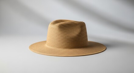 Stylish Straw Hat on Light Background: A Fashion Accessory for Sun Protection and Summer Outfit