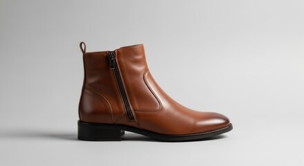 Stylish Brown Leather Ankle Boots with Zip Detail Perfect for Casual and Formal Outfits