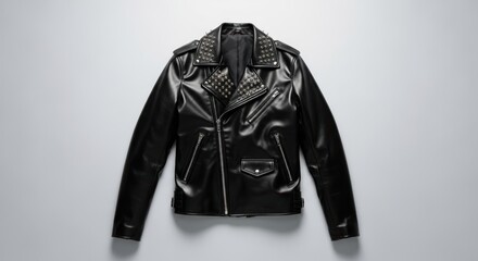 Stylish Black Leather Jacket with Studded Collars – A Perfect Addition to Your Wardrobe for a Bold Look