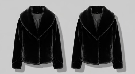 Elegant Black Faux Fur Jacket with Wide Collar for Fashion-Forward Winter Wardrobe