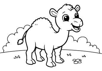 camel on field. coloring book for kids