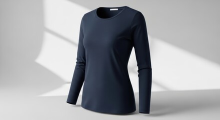 Stylish Long-Sleeve Navy Blue Top with Modern Design Perfect for Everyday Wear and Comfort