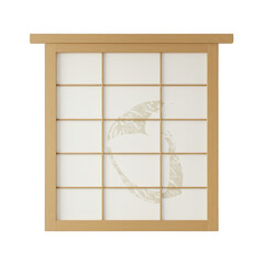 Shoji screen isolated on transparent background for interior design and architectural renderings.