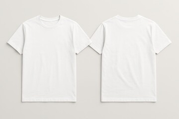 Clean white t-shirt template showing front and back views for apparel design and fashion branding mockup presentations