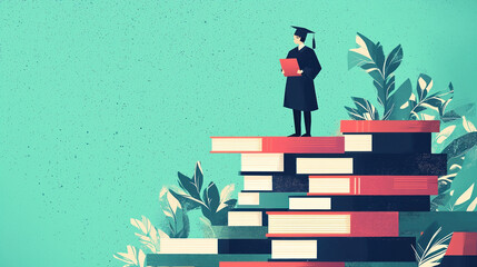 Create a conceptual poster design that visually represents student loan financing for a financial institution. 