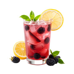 Refreshing lemonade with blackberry drink isolated on transparent png
