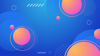 Abstract blue background with pink and orange circles. Suitable for modern graphic design projects, social media posts, and artistic presentations.