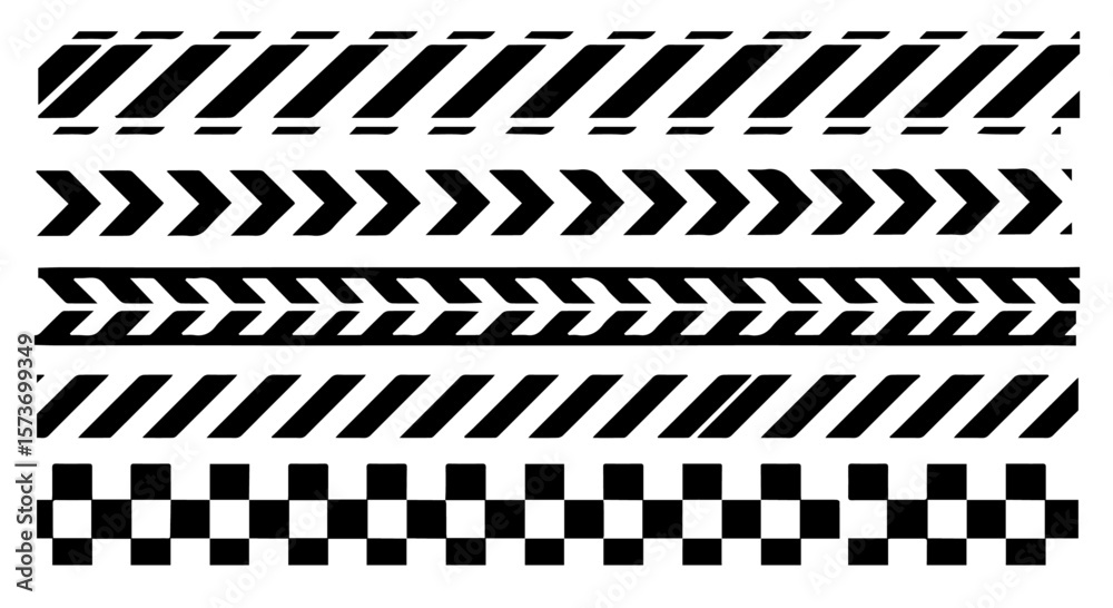 Poster bold graphic black and white patterns create a striking border or background design with repeating e