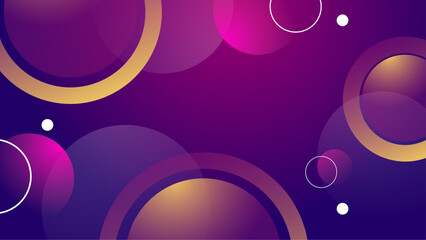 Overlapping purple gold circles on a dark background. Abstract background suitable for luxury, elegant, modern design projects, cards, and invitations.