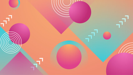 Obraz premium Abstract geometric design with pink circles and arrows. Suitable for backgrounds, banners, presentations, and modern graphic design projects.