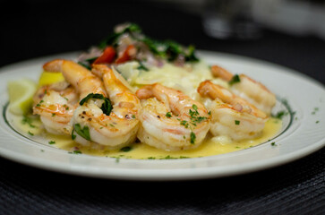 Garlic Butter Shrimp with Creamy Sauce and Fresh Herbs
