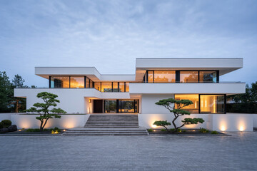 Luxury House Dusk Warm Windows