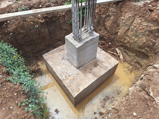 Deep Foundation, Square Pile Footing in construction site.