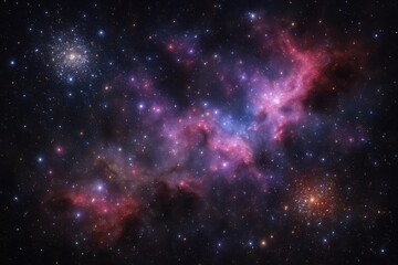 Fototapeta premium Cosmic Deep Space Scene with Brilliant Star Formations and Nebulae