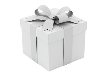 Obraz premium Illustration Pure White Gift Box Tied with Ribbon on Transparent Layer