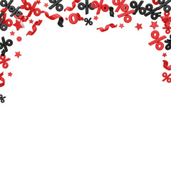 Illustration Red and Black Percent Symbols Falling on Transparent Background