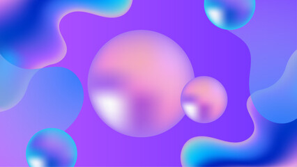 Abstract purple blue iridescent blobs and spheres, suitable for backgrounds, design elements, print materials, digital art, and contemporary concepts.