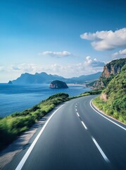 Obraz premium Scenic Coastal Road with Ocean View and Dramatic Cliffs