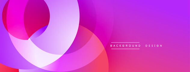 Abstract vibrant circles overlap, creating fluid gradient effect. Pink, purple hues dominate composition. Modern design element.