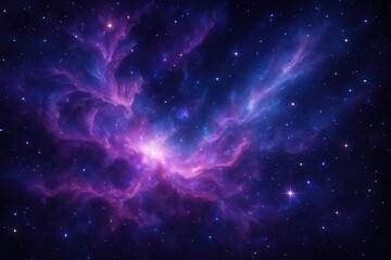 Mesmerizing Cosmic Nebula with Swirling Purple and Blue Energy Patterns Creating Ethereal Space Atmosphere