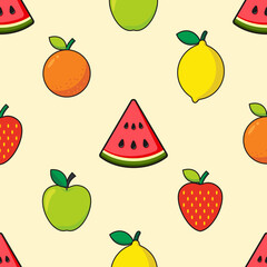seamless pattern background with colorful fruits