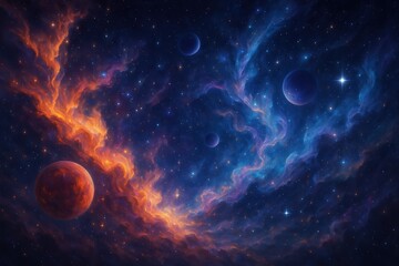 Obraz premium Spectacular Digital Space Art with Surreal Nebula and Cosmic Phenomena
