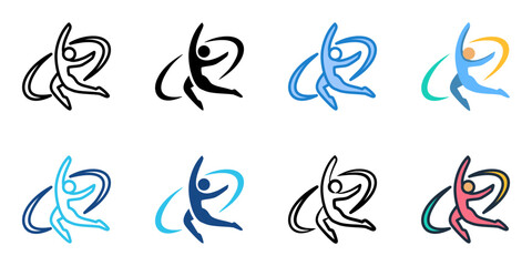 Physical Education icon set multiple style collection 
