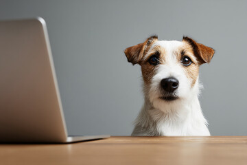 01.020.001.011.u8969375333 A business dog sitting at a desk with a laptop. . 67f1f27d-6d18-49f3-9527-67b2fd35e1b8 2
