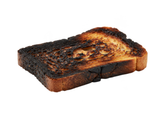 Isolated Toast Bread Slice Burnt and Crispy on Transparent Background