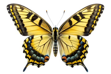 Close Up of a Swallowtail Butterfly on transparent background