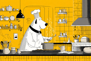 01.020.001.015.u8969375333 A chef dog cooking in a fancy kitchen. Emphasize  c084ca7b-3b48-43a7-8a1b-f63626e9d312 2