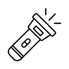 Illustration of a flashlight with light beams silhouette