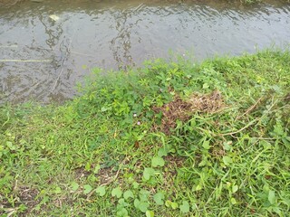 Small Concrete Lined Canal with Flowing Water