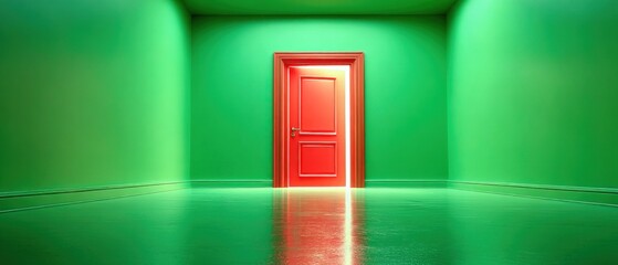 Empty room with a red door