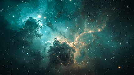 Fototapeta premium Majestic cosmic cloud formation illuminated by distant stars and celestial glow