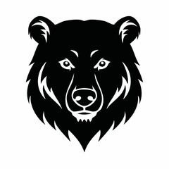 Obraz premium Siluette of a bear's head, with its broad face, large nose, and sharp eyes, giving off a wild and intimidating vibe