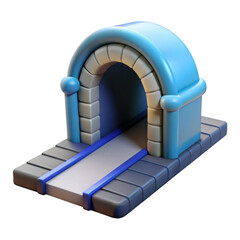 3d cartoon tunnel entrance isolated on transparent background