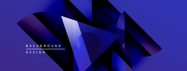 Obraz premium Abstract geometric shapes overlap, creating dynamic blue gradients. Modern design element for backgrounds, presentations. Minimalist aesthetic.