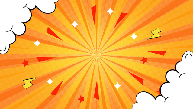 Vibrant comic book explosion background bursting with energy, ideal for superhero posters, book covers, and dynamic graphic designs.