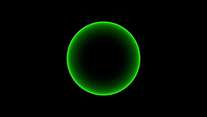 Glowing green orb against black background futuristic and abstract graphic design element