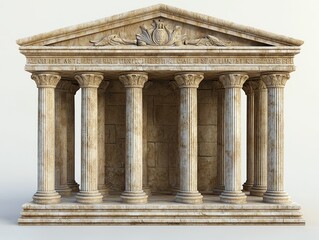 Obraz premium Ancient Classical Temple with Doric Columns and Carved Pediment