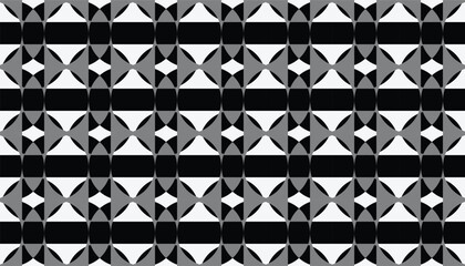 Geometric pattern with overlapping crescent and triangular forms in monochrome