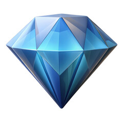 3d realistic blue diamond gemstone isolated on transparent background