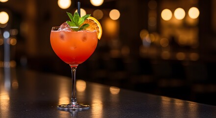 Cocktail glass. Perfect for summer party, drink menu or tropical drink promotion
