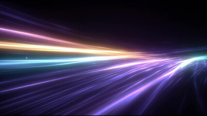 Abstract technology background with flowing trails of colorful glowing light - Powered by Adobe