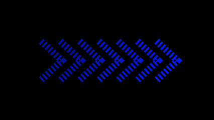 Dynamic arrow design featuring blue pixelated shapes on a sleek black background for navigation