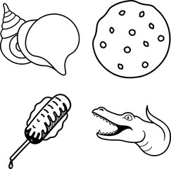 Cookies Ice Cream and Hand Fan Vector Doodle Clipart