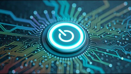 A blue button with a white circle on it