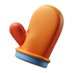 3d cartoon oven mitt orange and blue isolated on transparent background