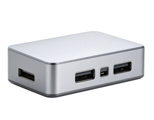  Front View of Compact Grey USB-C Dock with Multiple Ports, Transparent PNG